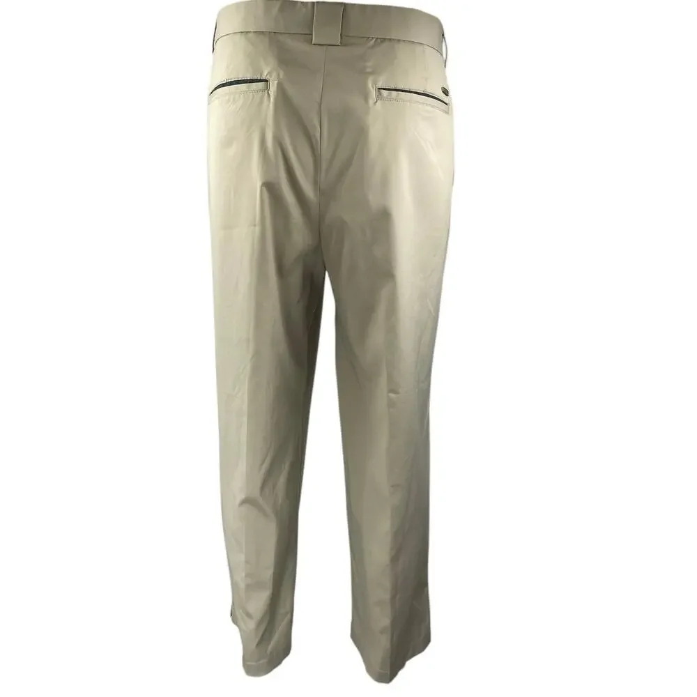 Greg Norman Men's Beige Straight Leg Performance Golf Trousers Dress Pants Sz 36